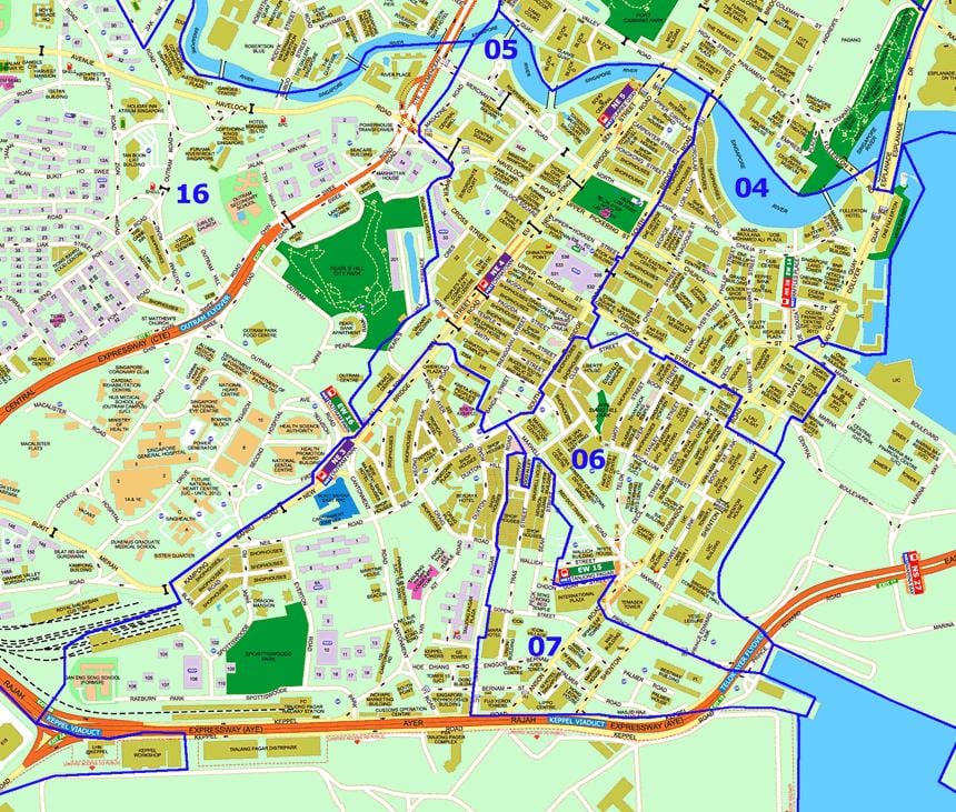 ಸಿಂಗಾಪುರ ರಸ್ತೆ ಕೋಶದಲ್ಲಿ ನಕ್ಷೆ