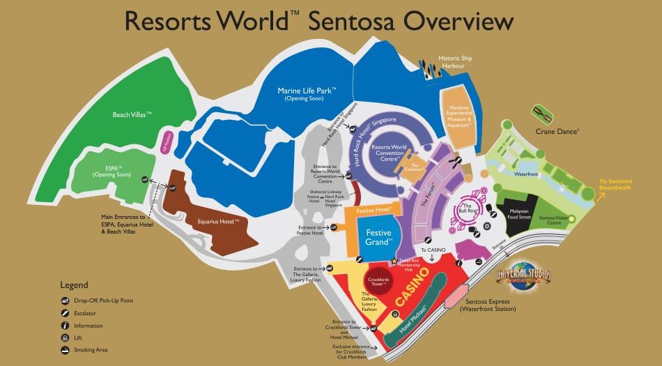 ರೆಸಾರ್ಟ್ಸ್ ವರ್ಲ್ಡ್ Sentosa ನಕ್ಷೆ